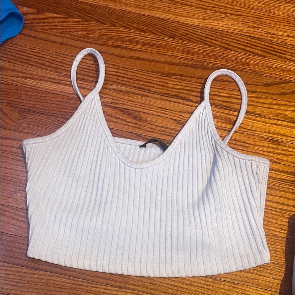 White Ribbed Women's Crop Top